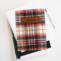 Thumbnail for Wool Plaid and Leather Name Plate All-Over-Print Hardcover Journal, Matte with Lined or Blank Pages, Luxury Printed Cover