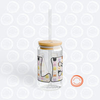 Thumbnail for Custom Aniteez Letters Sipper Glass, Ateez Personalized 16oz Covered Glass with Bamboo Lid and Straw