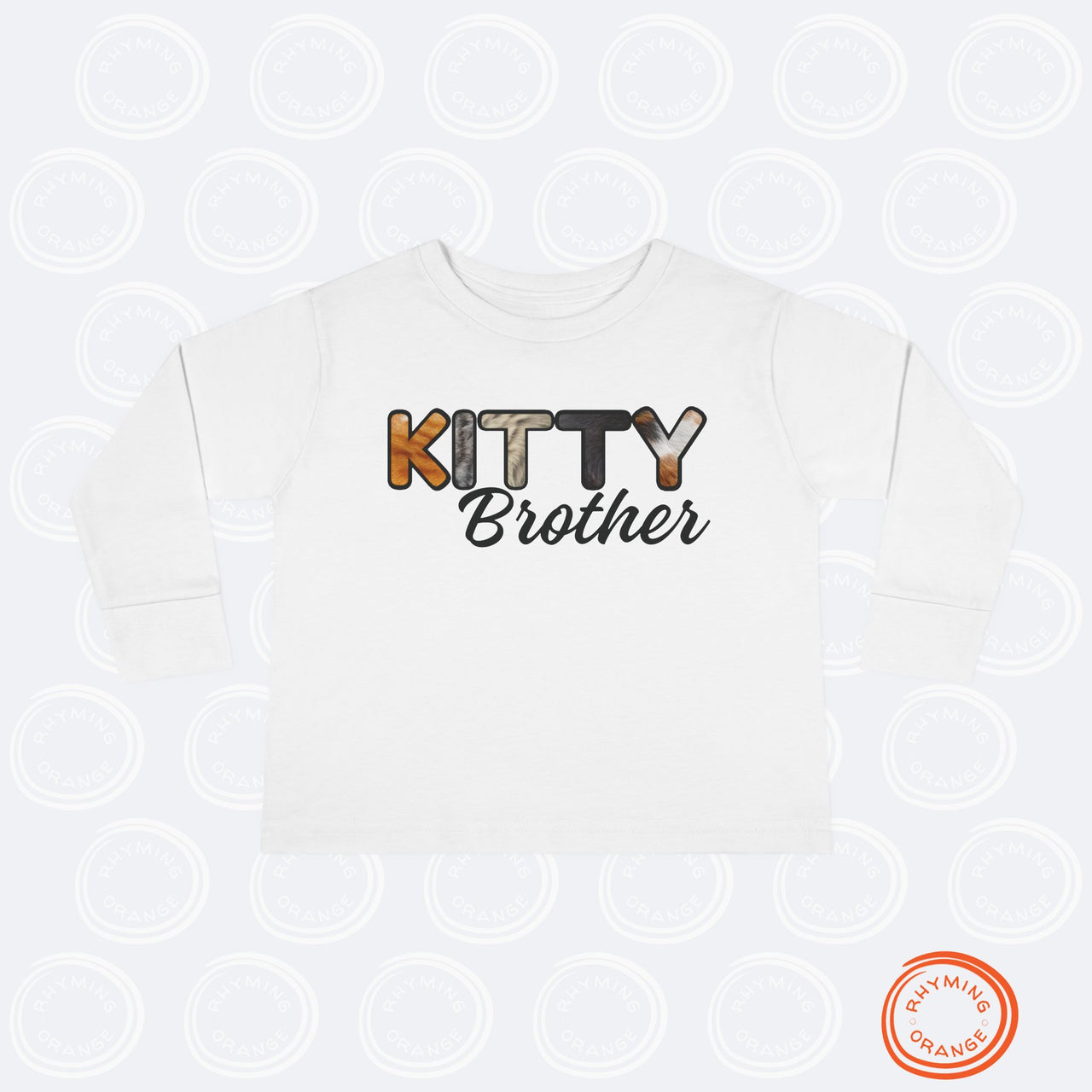 Cat Brother Toddler Tee, Long Sleeve Furry Letter Custom Tshirt Pet Sibling, Kitty Surprise Birthday Holiday Boy Shirt Gift, Family Pajamas