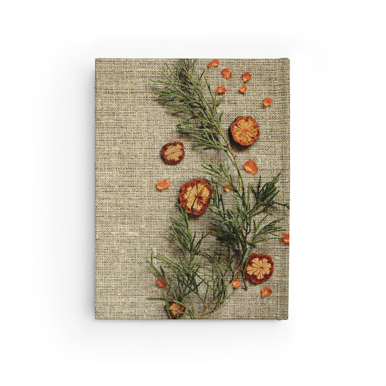 Wildflower Embroidery and Leather Name Plate All-Over-Print Hardcover Journal, Matte with Lined or Blank Pages, Luxury Look Printed Cover