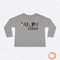 Thumbnail for Dog Sister Toddler Tee, Long Sleeve Furry Letter Custom Tshirt Pet Sibling, Puppy Surprise Birthday Holiday Gift Girl Shirt, Family Pajamas