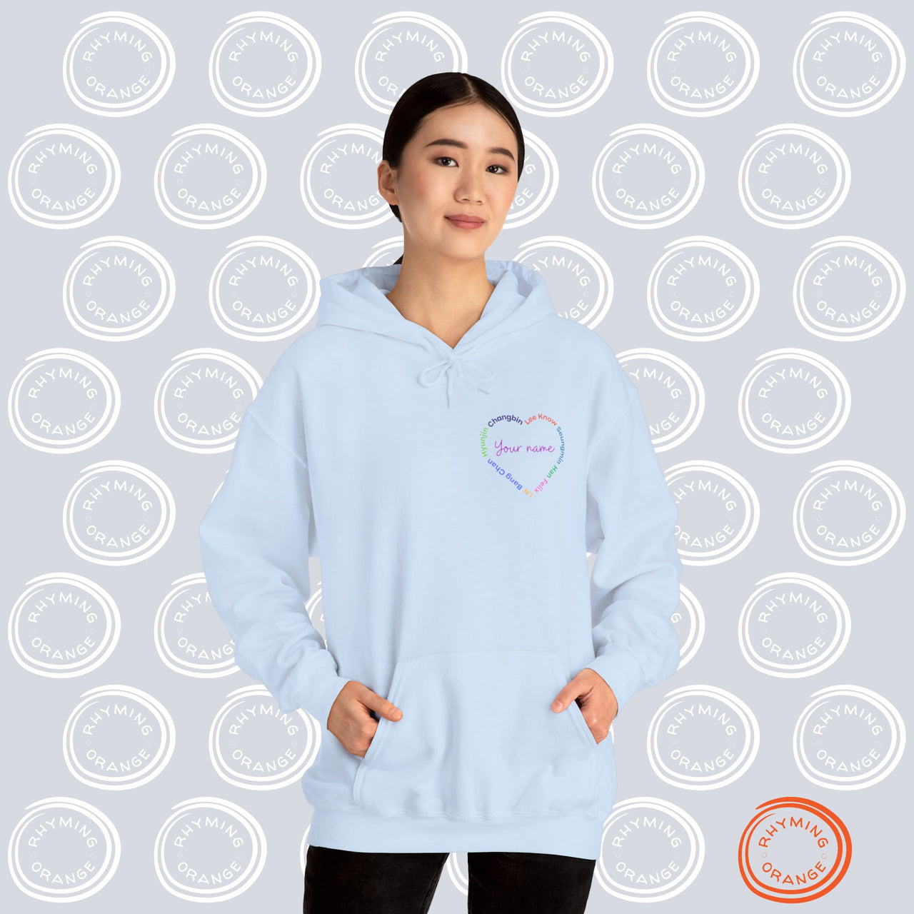 PERSONALIZED Stray Kids Fan Unique Swirl Heart Unisex hoodie sweatshirt front name design, SKZ fan gift, Kpop gift, hooded sweatshirt