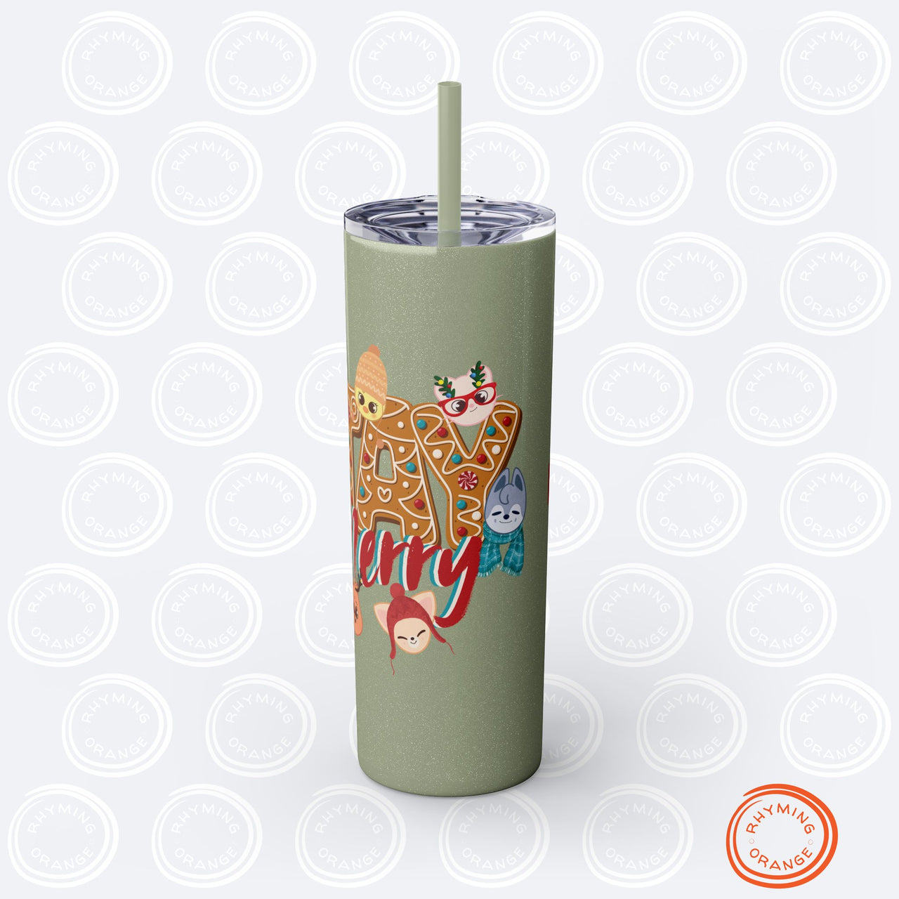 Personalized Stray Kids Holiday Tumbler, Custom SKZoo "STAY Merry" 20oz Skinny Tumbler with Straw, SKZ StrayKids Insulated Mug