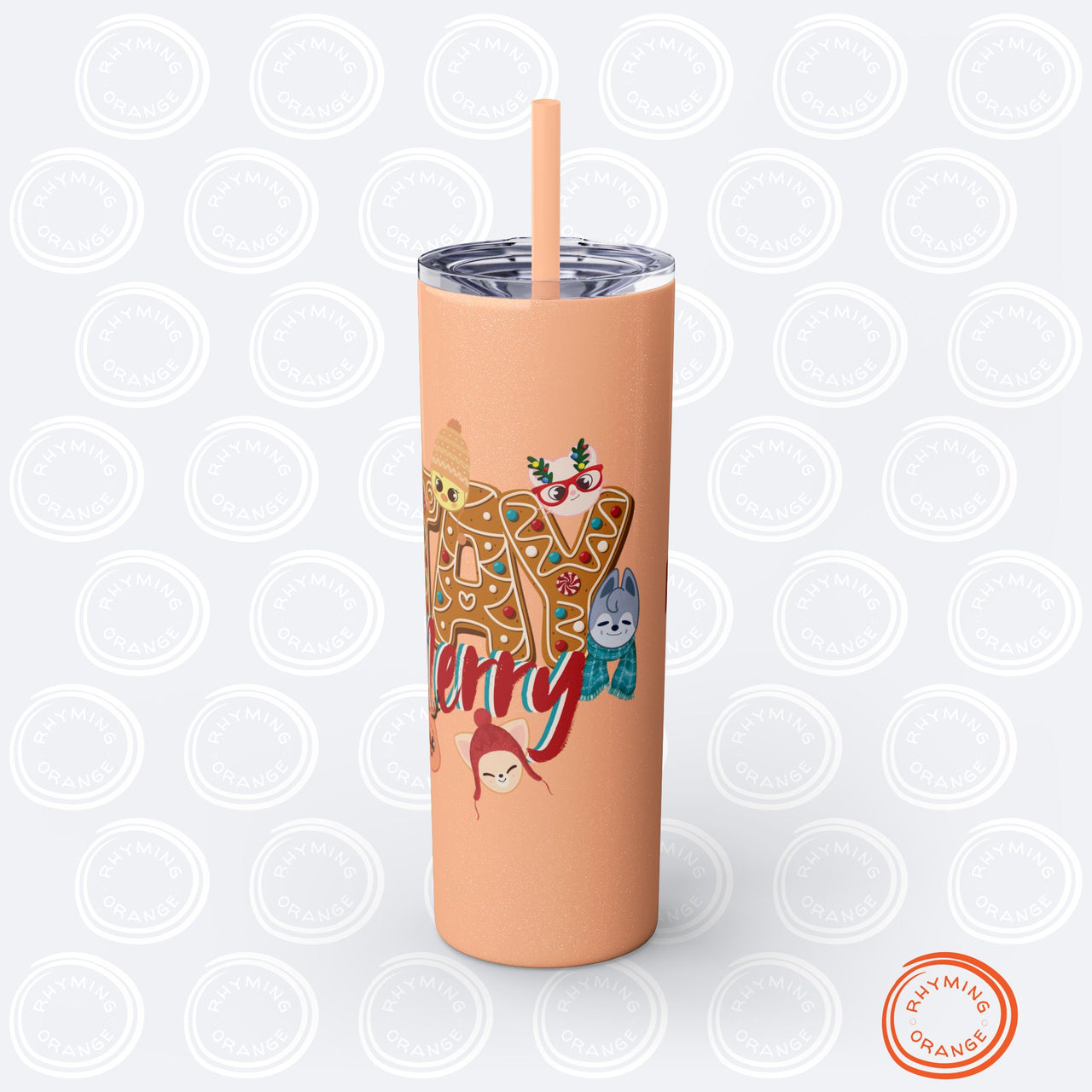 Personalized Stray Kids Holiday Tumbler, Custom SKZoo "STAY Merry" 20oz Skinny Tumbler with Straw, SKZ StrayKids Insulated Mug