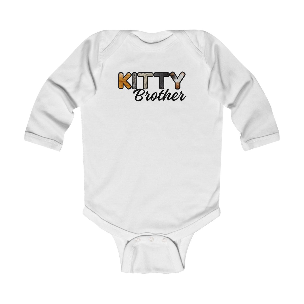 Cat Brother Infant Bodysuit, Long Sleeve Furry Letter Custom Onesie for Pet Sibling, Baby Shower Gift, New Mom Gift, Family Pajamas