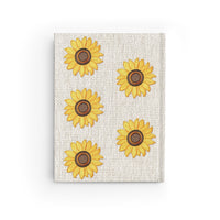 Thumbnail for Sunflower Embroidery and Leather Name Plate All-Over-Print Hardcover Journal, Matte with Lined or Blank Pages, Luxury Look Printed Cover