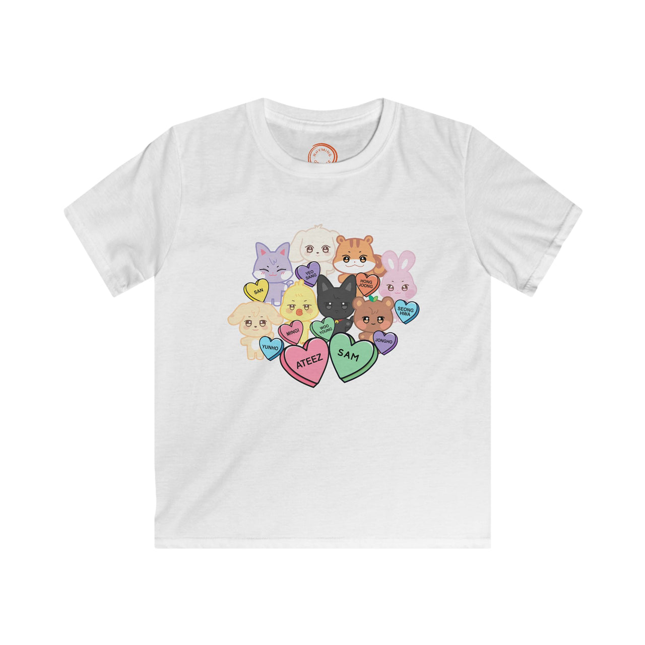 Aniteez Candy Hearts YOUTH Softstyle Tee, ATEEZ Kids Valentine's Unisex T-shirt, KPop Kids Merch