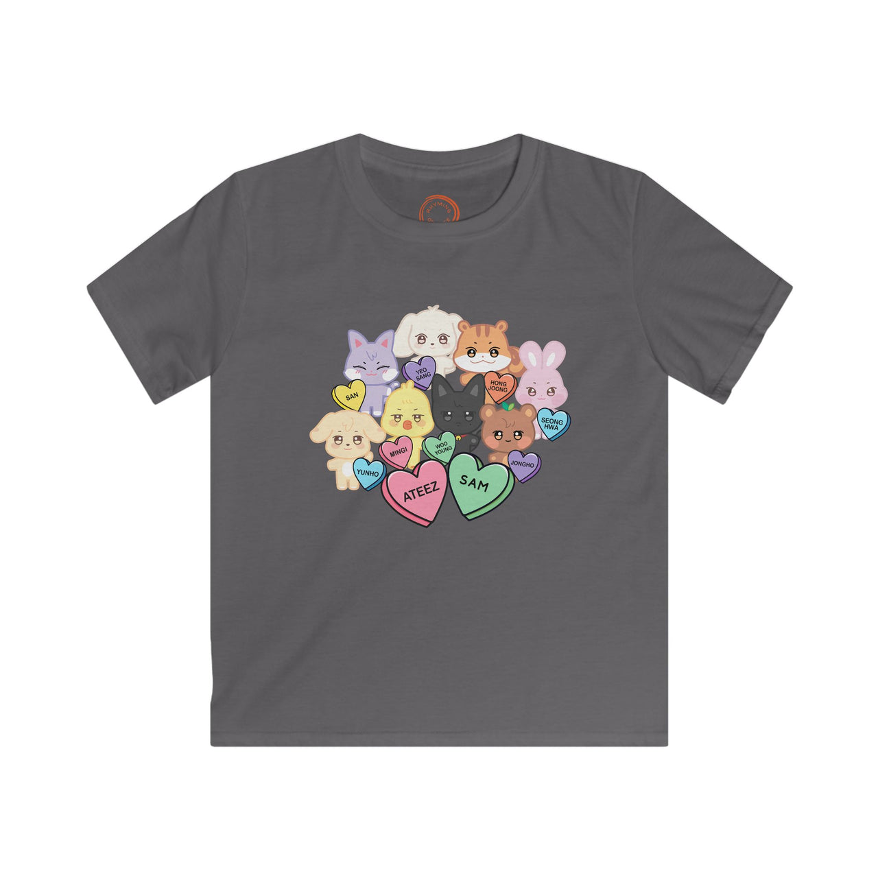 Aniteez Candy Hearts YOUTH Softstyle Tee, ATEEZ Kids Valentine's Unisex T-shirt, KPop Kids Merch