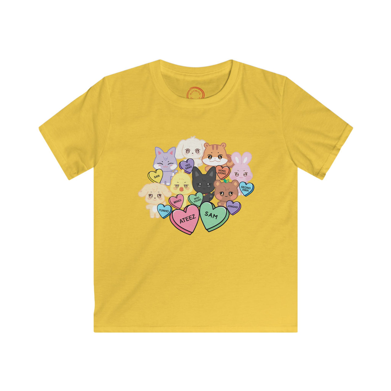 Aniteez Candy Hearts YOUTH Softstyle Tee, ATEEZ Kids Valentine's Unisex T-shirt, KPop Kids Merch