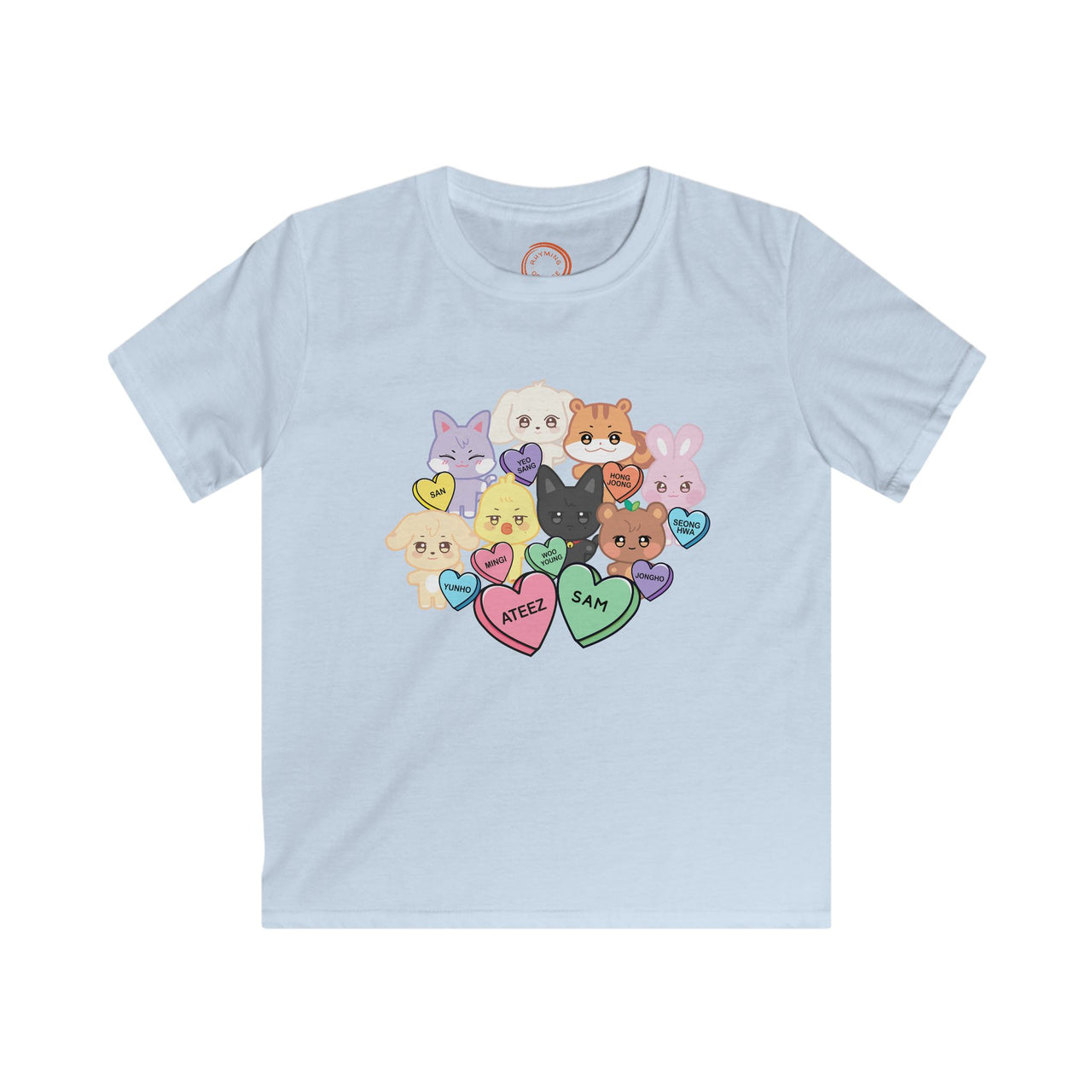 Aniteez Candy Hearts YOUTH Softstyle Tee, ATEEZ Kids Valentine's Unisex T-shirt, KPop Kids Merch