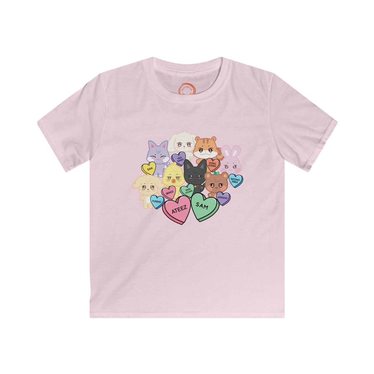 Aniteez Candy Hearts YOUTH Softstyle Tee, ATEEZ Kids Valentine's Unisex T-shirt, KPop Kids Merch