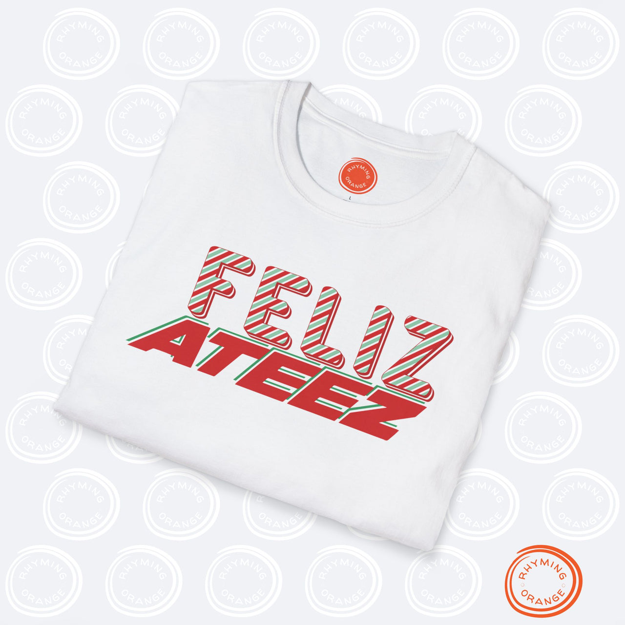 Ateez Holiday Tee, "Feliz Ateez" Christmas Softstyle Unisex Tshirt