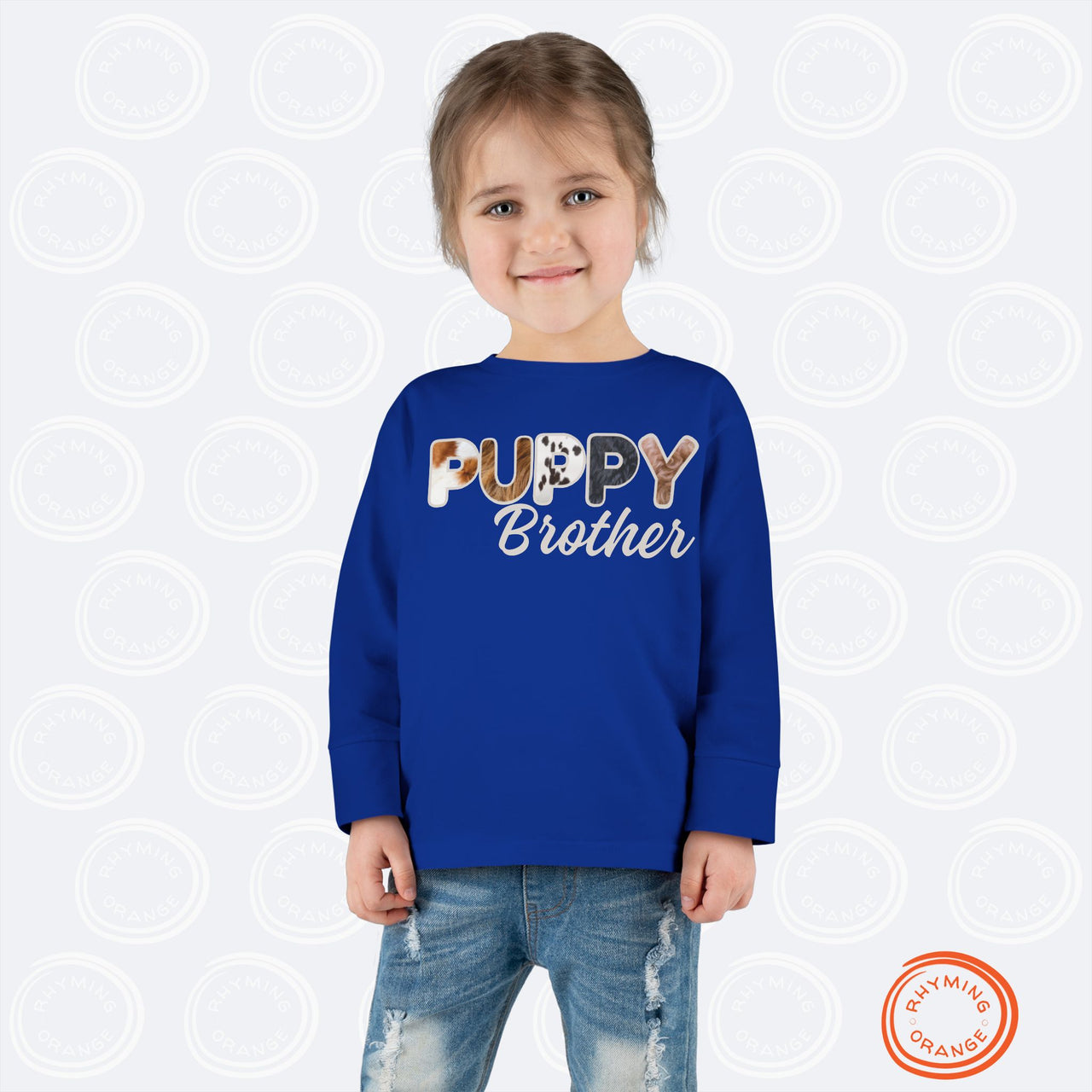 Dog Brother Toddler Tee, Long Sleeve Furry Letter Custom Tshirt Pet Sibling, Puppy Surprise Birthday Holiday Kid Shirt, Family Pajamas