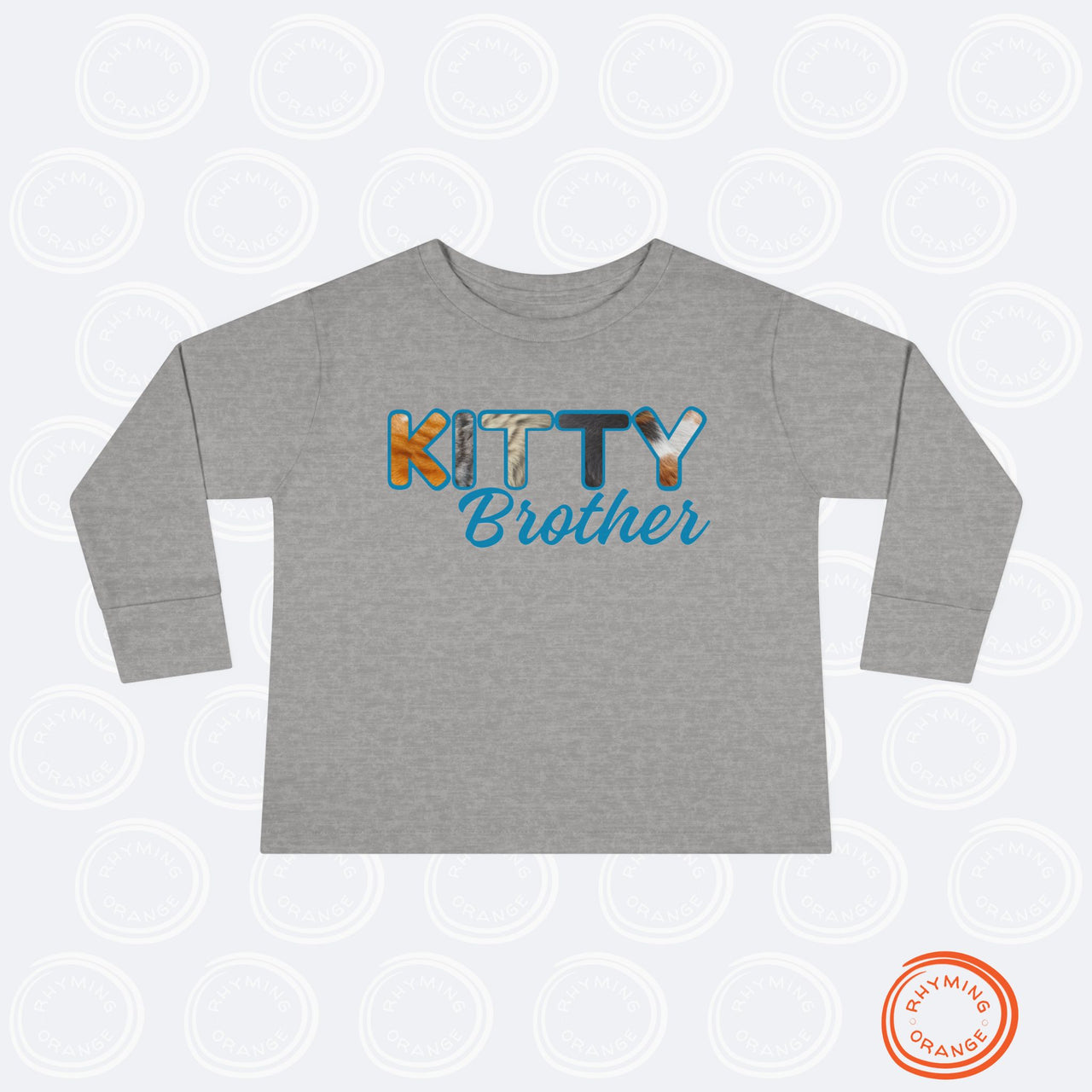 Custom Toddler Tee for Cat Brother or Sister, Long Sleeve Furry Letter Pet Sibling, Birthday Baby Shower Gift, Mom Gift, Family Pajamas