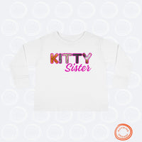 Thumbnail for Custom Toddler Tee for Cat Brother or Sister, Long Sleeve Furry Letter Pet Sibling, Birthday Baby Shower Gift, Mom Gift, Family Pajamas