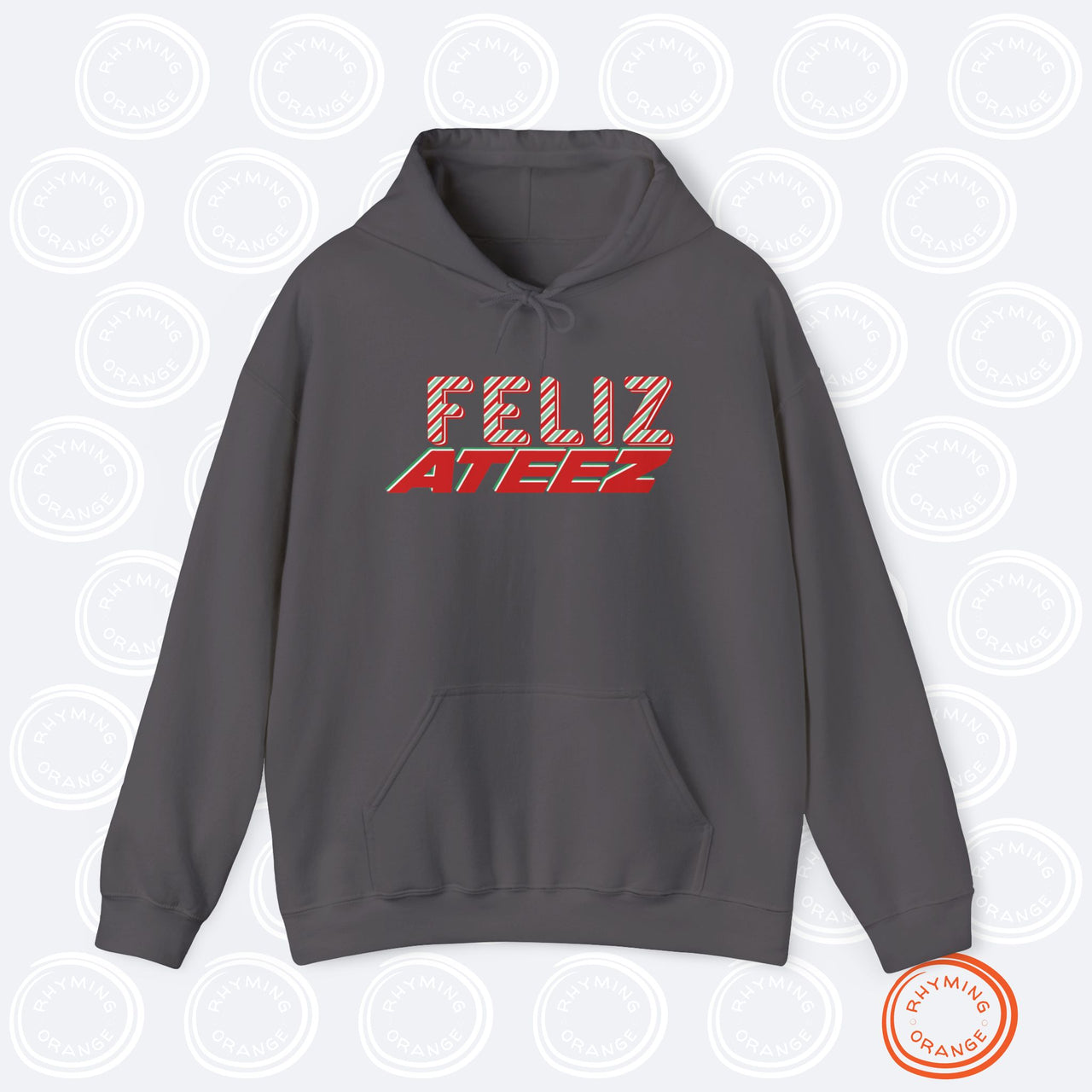 Ateez Holiday Hoodie, "Feliz Ateez" Christmas Unisex Hooded Sweatshirt