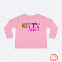 Thumbnail for Custom Toddler Tee for Cat Brother or Sister, Long Sleeve Furry Letter Pet Sibling, Birthday Baby Shower Gift, Mom Gift, Family Pajamas