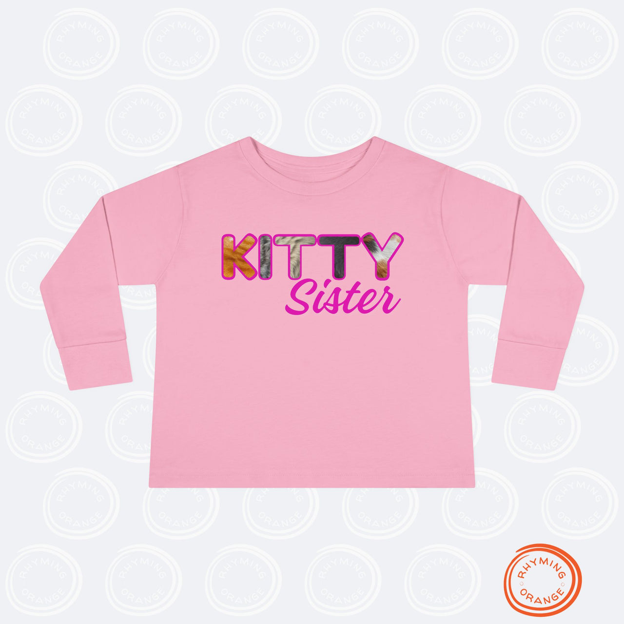 Custom Toddler Tee for Cat Brother or Sister, Long Sleeve Furry Letter Pet Sibling, Birthday Baby Shower Gift, Mom Gift, Family Pajamas