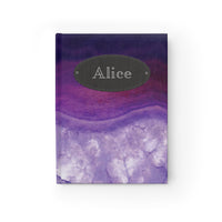 Thumbnail for Purple Agate and Leather Name Plate All-Over-Print Hardcover Journal, Matte with Lined or Blank Pages, Luxury Look Printed Cover