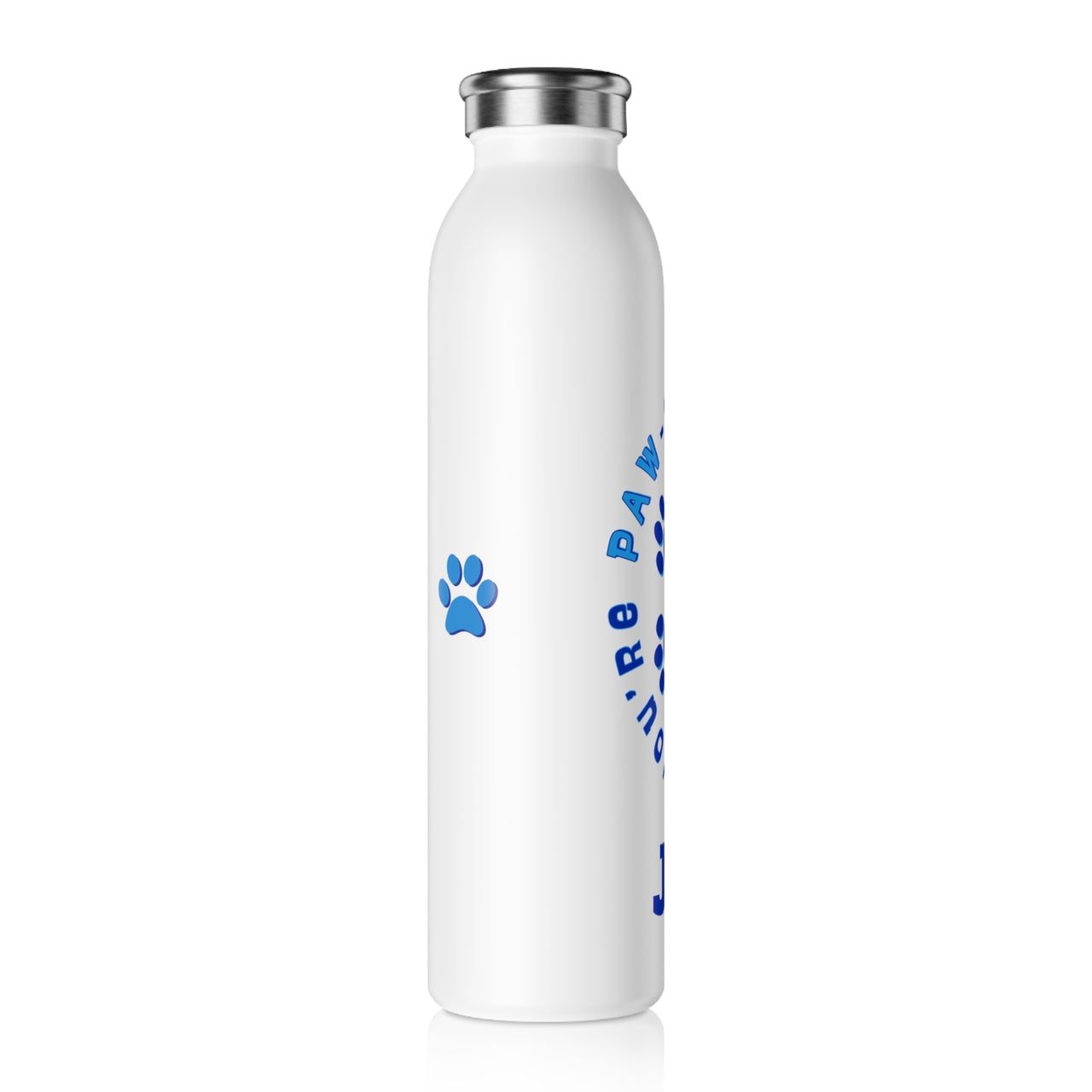 Personalized "PAW-sitively Awesome" Slim Water Bottle, Custom Paw Print Snowflake Stainless Drinkware, Appreciation Christmas Holiday Gift