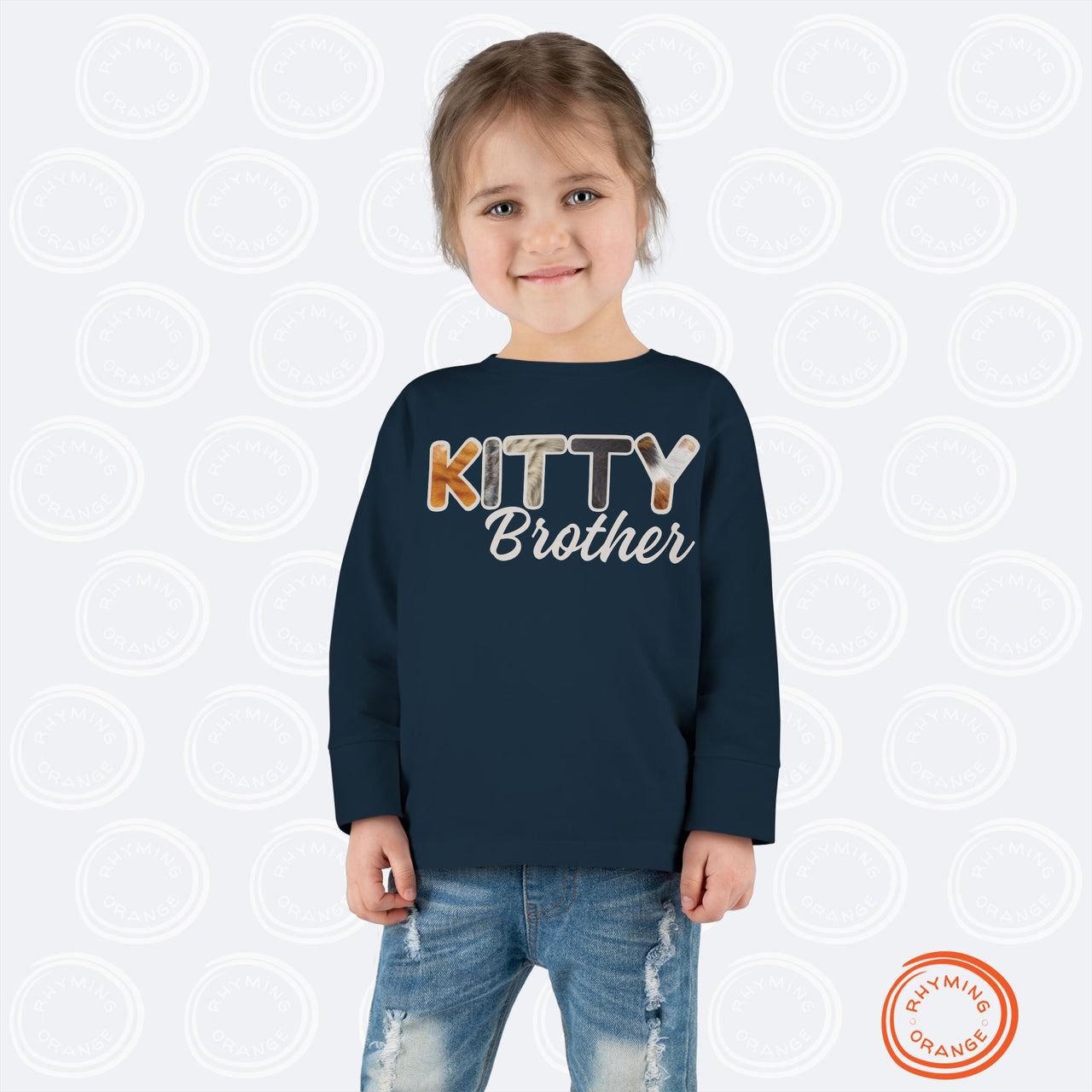 Cat Brother Toddler Tee, Long Sleeve Furry Letter Custom Tshirt Pet Sibling, Kitty Surprise Birthday Holiday Boy Shirt Gift, Family Pajamas