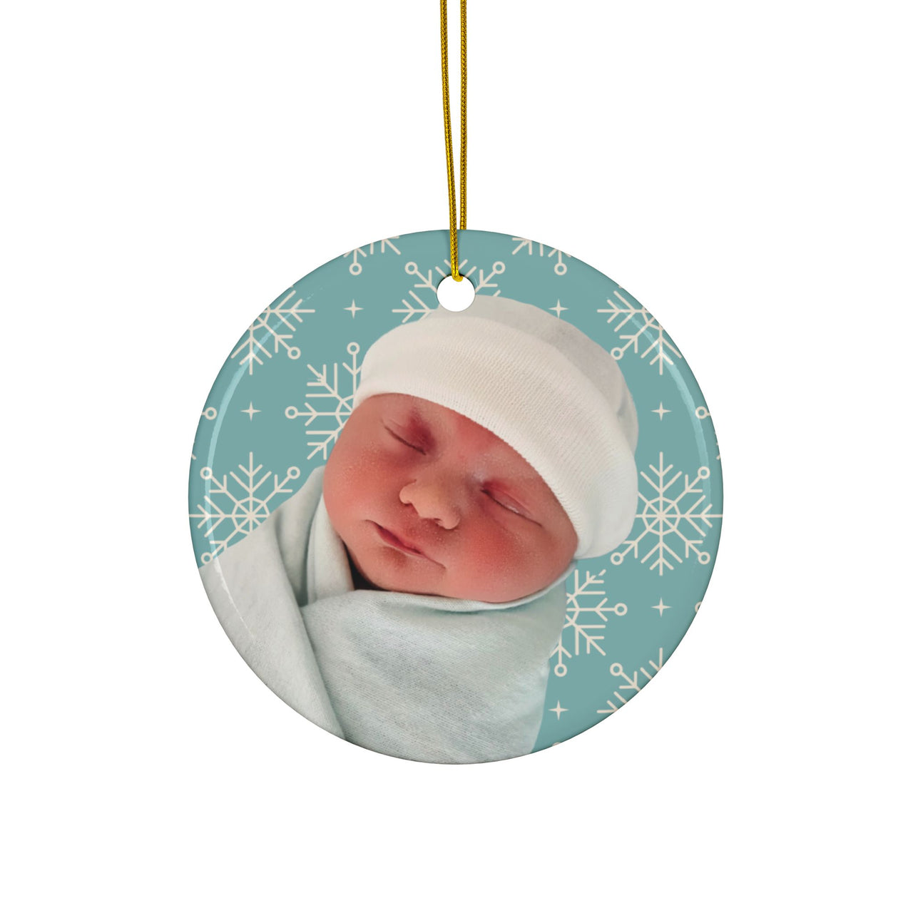 Baby's 1st Christmas Ceramic Ornament, 3" Infant Double-Sided Decorative Ornaments, New Parent Pregnancy Baby Shower Holiday Gift