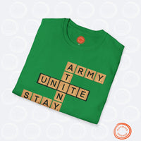 Thumbnail for KPop Fans UNITE Tee, STAY Atiny Army Letter Tiles SoftStyle T-shirt, Stray Kids Ateez BTS Game Fan Merch - Bright Colors