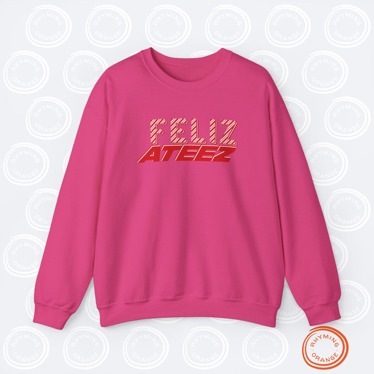 Ateez Holiday Sweatshirt, "Feliz Ateez" Christmas Unisex Sweatshirt