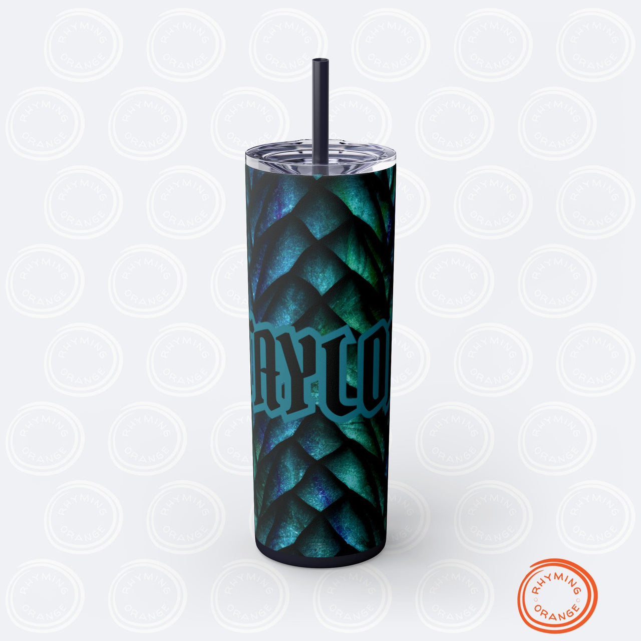 Personalized Dragon Scales Skinny Tumbler with Straw, Custom 20oz Stainless Steel Insulated Fantasy Sublimation Tumbler, Gamer Gift Him Her