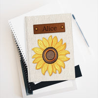 Thumbnail for Sunflower Embroidery and Leather Name Plate All-Over-Print Hardcover Journal, Matte with Lined or Blank Pages, Luxury Look Printed Cover