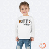 Thumbnail for Cat Sister Toddler Tee, Long Sleeve Furry Letter Custom Tshirt Pet Sibling, Kitty Surprise Birthday Gift, Expecting Mom Gift, Family Pajamas