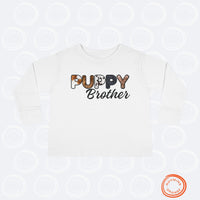 Thumbnail for Dog Brother Toddler Tee, Long Sleeve Furry Letter Custom Tshirt Pet Sibling, Puppy Surprise Birthday Holiday Kid Shirt, Family Pajamas