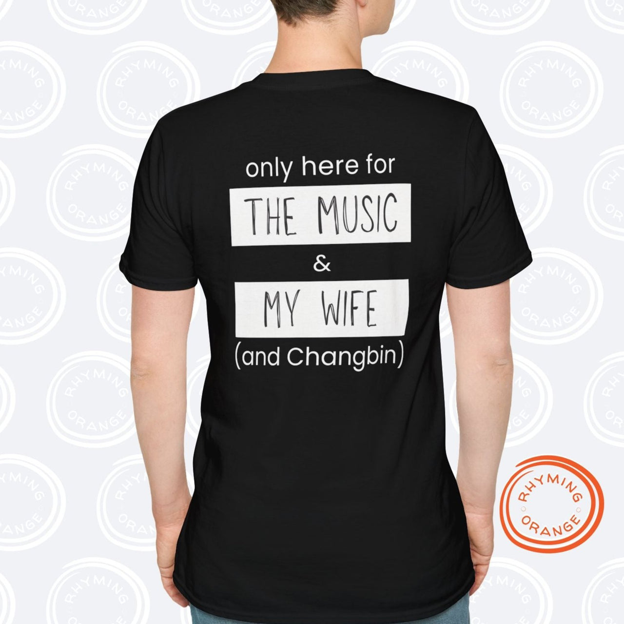 Stray Kids "Only here for the music, my wife, and ... [SKZ bias]" Unisex SoftStyle T-Shirt, Husband Wife StrayKids DominATE Concert Tee