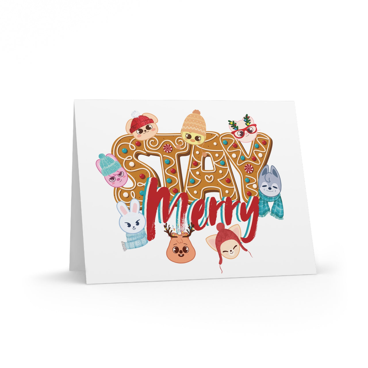 Customized Stray Kids SKZoo Holiday Card Set, SKZ "STAY Merry" Greeting Cards, StrayKids KPop Christmas Cards Merch (8, 16, & 24 pcs)