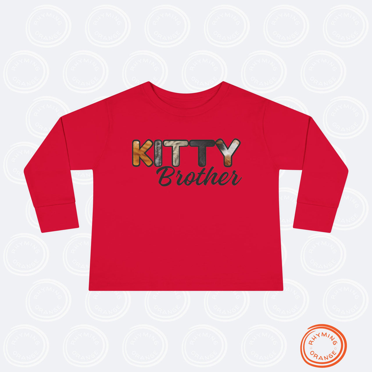 Cat Brother Toddler Tee, Long Sleeve Furry Letter Custom Tshirt Pet Sibling, Kitty Surprise Birthday Holiday Boy Shirt Gift, Family Pajamas