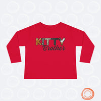 Thumbnail for Cat Brother Toddler Tee, Long Sleeve Furry Letter Custom Tshirt Pet Sibling, Kitty Surprise Birthday Holiday Boy Shirt Gift, Family Pajamas