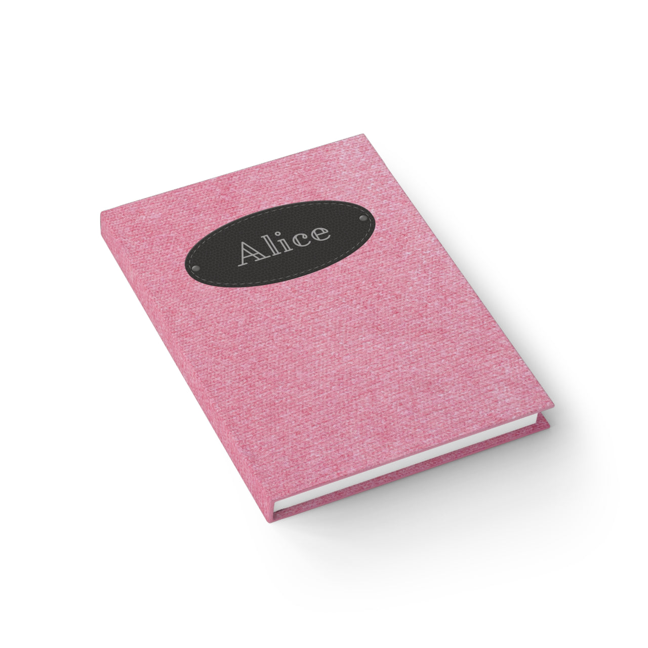 Pink Cashmere and Leather Name Plate All-Over-Print Hardcover Journal, Matte with Lined or Blank Pages, Luxury Printed Cover