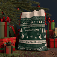 Thumbnail for Personalized Michigan State University Spartans Inspired Sweater Print Giant Santa Sack, Custom MSU Gift Bag