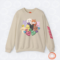 Thumbnail for Aniteez Candy Hearts Sweatshirt, ATEEZ Valentine's Unisex Shirt, KPop Merch Hongjoong San Mingi Wooyoung Yunho Jongho Seonghwa Yeosang