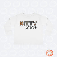 Thumbnail for Cat Sister Toddler Tee, Long Sleeve Furry Letter Custom Tshirt Pet Sibling, Kitty Surprise Birthday Gift, Expecting Mom Gift, Family Pajamas