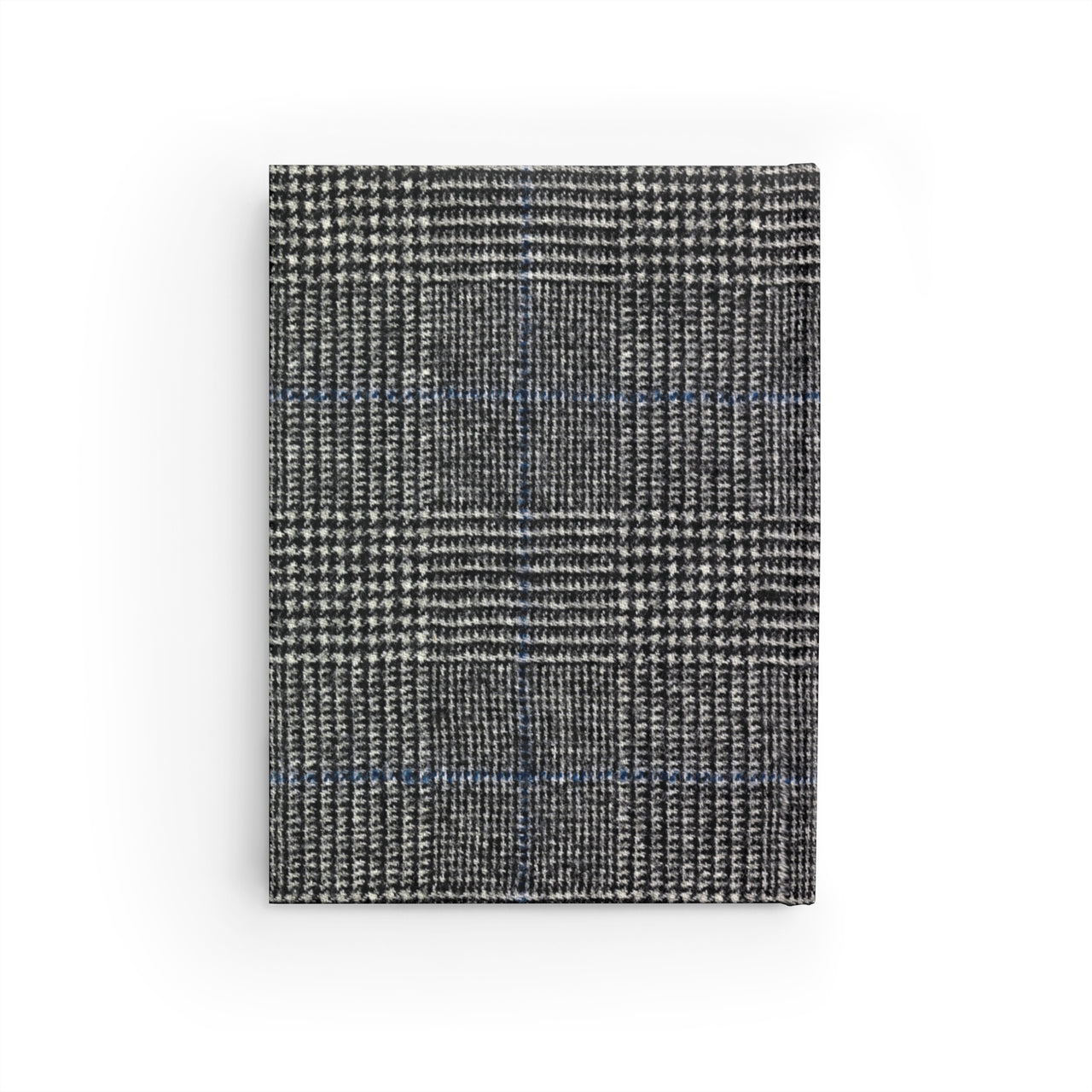 Large Checked Tweed and Leather Name Plate All-Over-Print Hardcover Journal, Matte with Lined or Blank Pages, Luxury Printed Cover