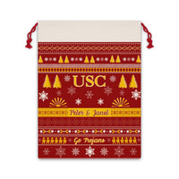 Thumbnail for Personalized USC Trojans Sweater Print Giant Santa Sack, Custom University Southern California Canvas Gift Bag