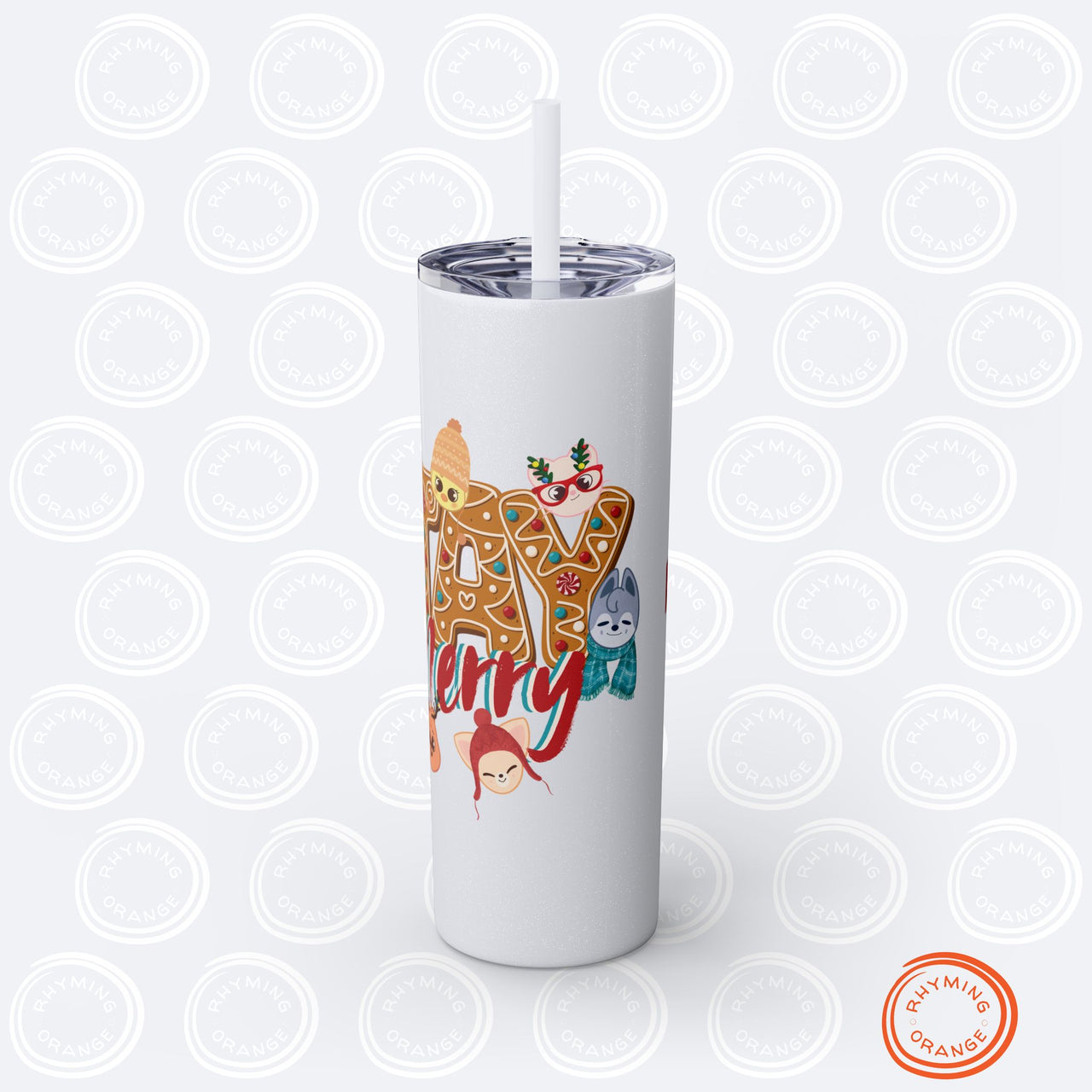 Personalized Stray Kids Holiday Tumbler, Custom SKZoo "STAY Merry" 20oz Skinny Tumbler with Straw, SKZ StrayKids Insulated Mug