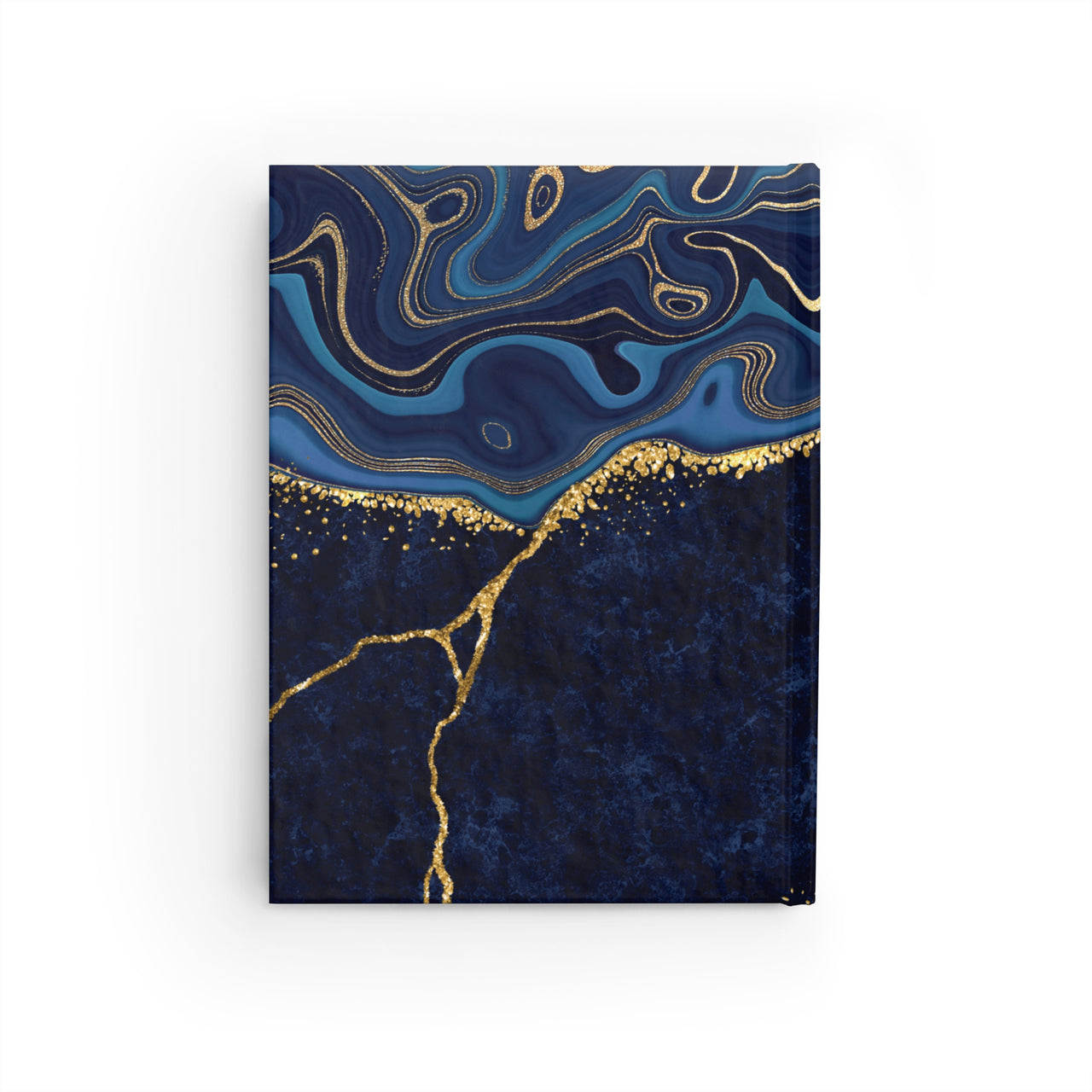 Blue Agate and Leather Name Plate All-Over-Print Hardcover Journal, Matte with Lined or Blank Pages, Luxury Look Printed Cover