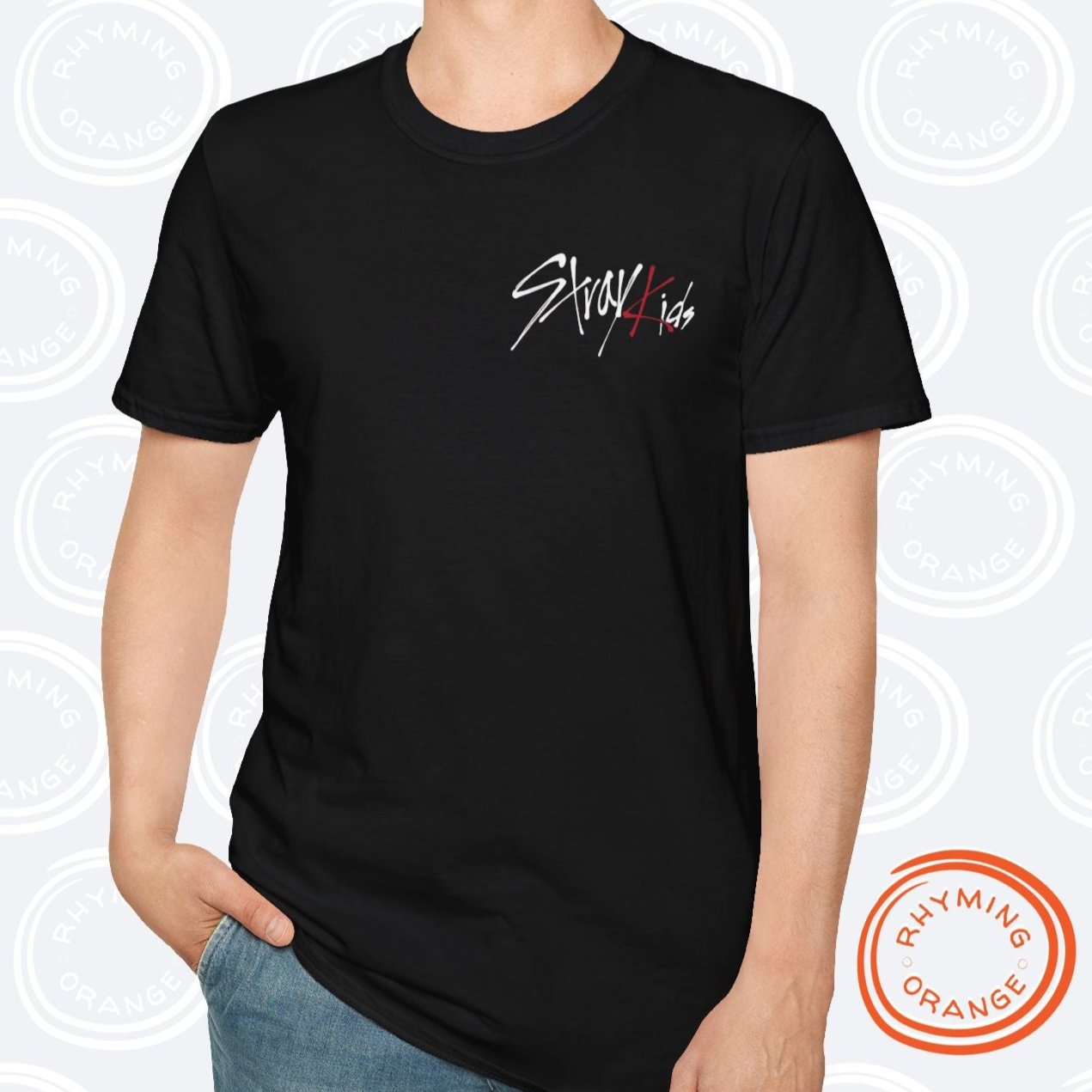 Stray Kids "Only here for the music, my wife, and ... [SKZ bias]" Unisex SoftStyle T-Shirt, Husband Wife StrayKids DominATE Concert Tee