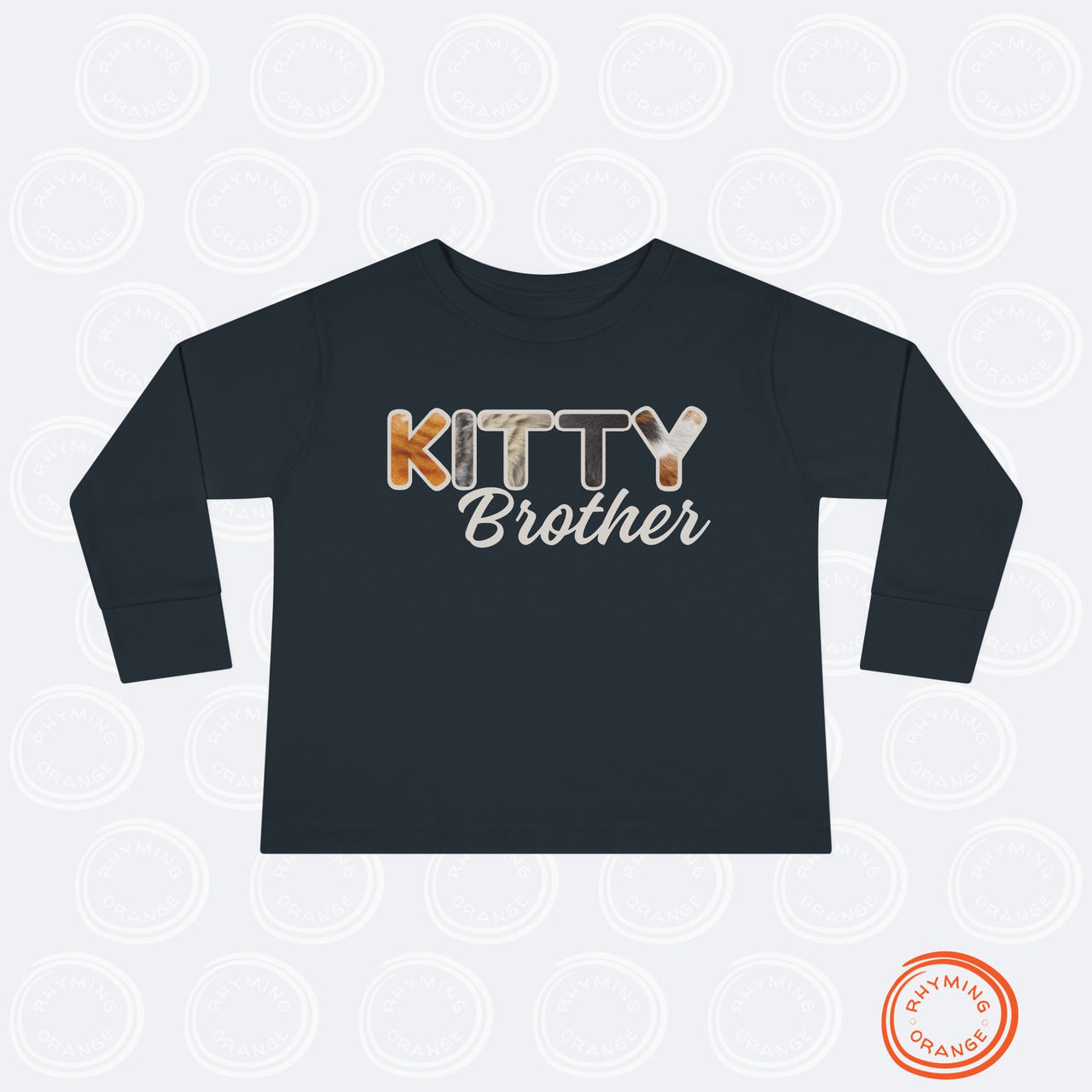 Cat Brother Toddler Tee, Long Sleeve Furry Letter Custom Tshirt Pet Sibling, Kitty Surprise Birthday Holiday Boy Shirt Gift, Family Pajamas