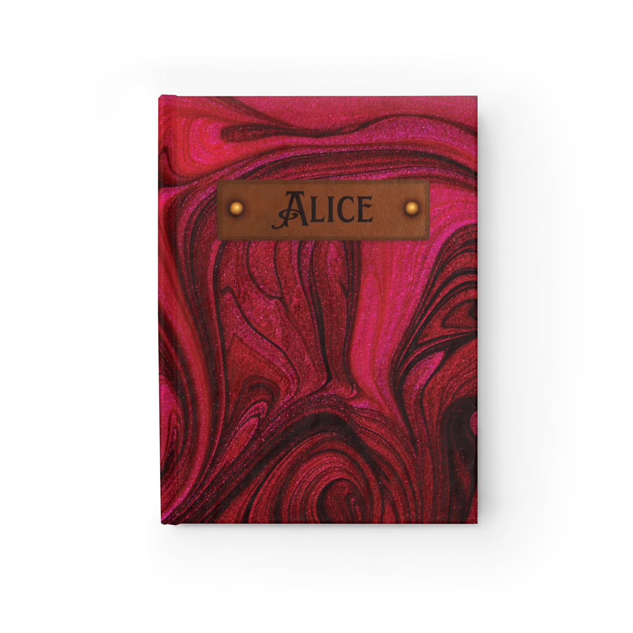 Scarlet and Leather Name Plate All-Over-Print Hardcover Journal, Matte with Lined or Blank Pages, Luxury Gothic Printed Cover