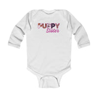 Thumbnail for Custom Long Sleeve Bodysuit for Dog Brother or Sister, Furry Letter Infant Onesie for Pet Sibling, Baby Shower Gift, New Baby Gift, Mom Gift