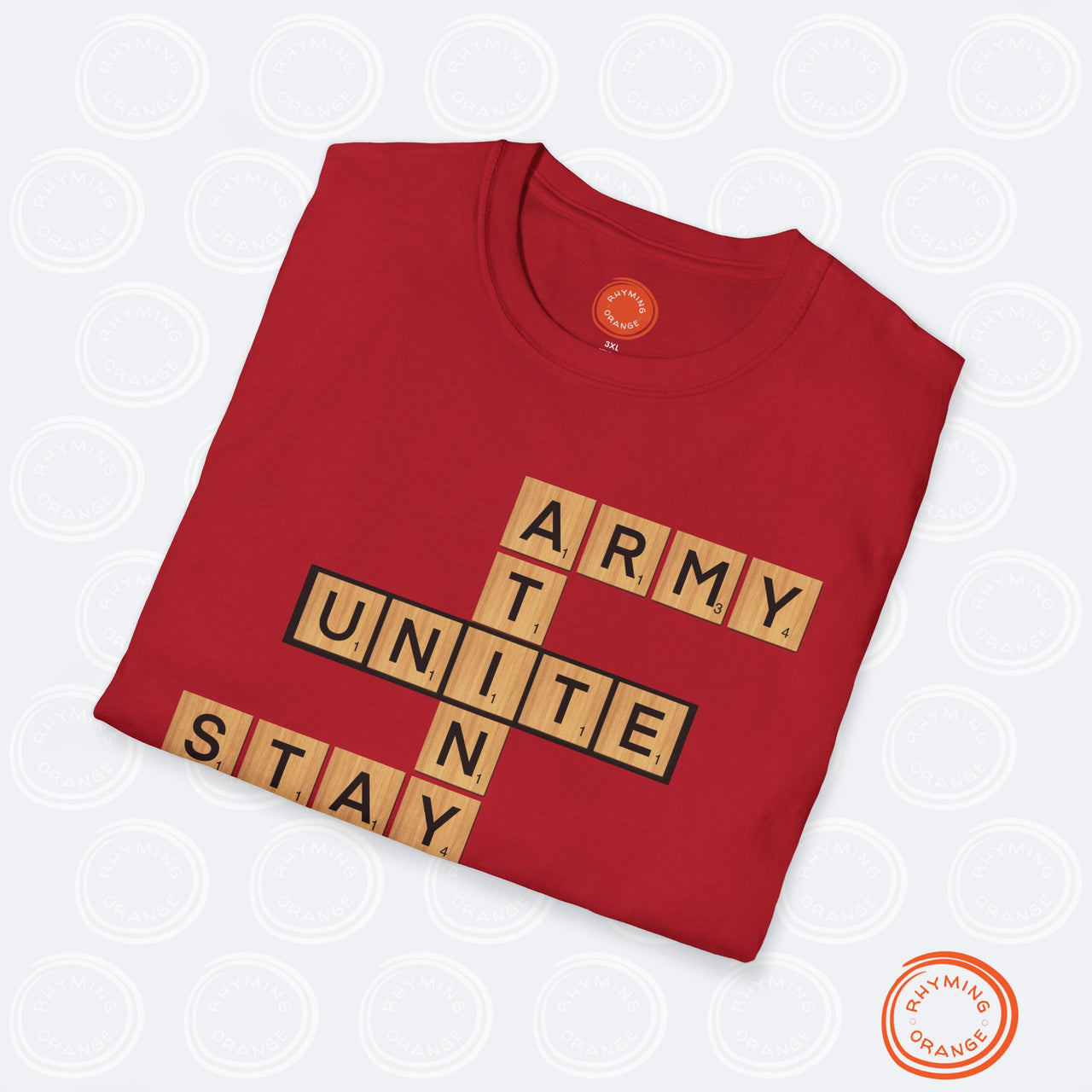 KPop Fans UNITE Tee, STAY Atiny Army Letter Tiles SoftStyle T-shirt, Stray Kids Ateez BTS Game Fan Merch - Bright Colors