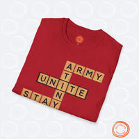 Thumbnail for KPop Fans UNITE Tee, STAY Atiny Army Letter Tiles SoftStyle T-shirt, Stray Kids Ateez BTS Game Fan Merch - Bright Colors